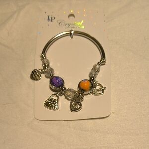 Silvertone Bangle Charm Bracelet